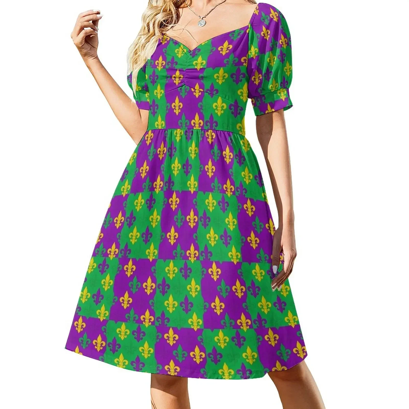 

Mardi Gras Fleur-de-Lis Pattern Sleeveless Dress women clothing 2025 new arrivals Evening dresses dress Dress