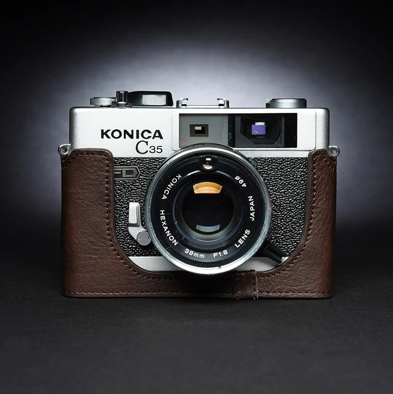 Design for KONICA C35 FD  AUTO S3 Handmade Genuine Leather Camera Case Half  Cover Bag