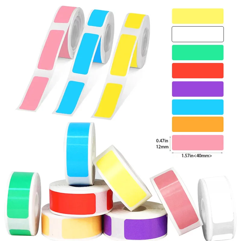 12x40 Thermo-Aufkleber, selbstklebende Rolle, farbiges Etikettenpapier für tragbare Drucker, Name, Reiseetikett, Anhänger, Haushalt, Büro, Aufbewahrung