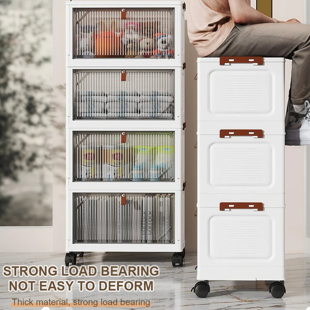Stackable Storage Bins with Doors and Wheels