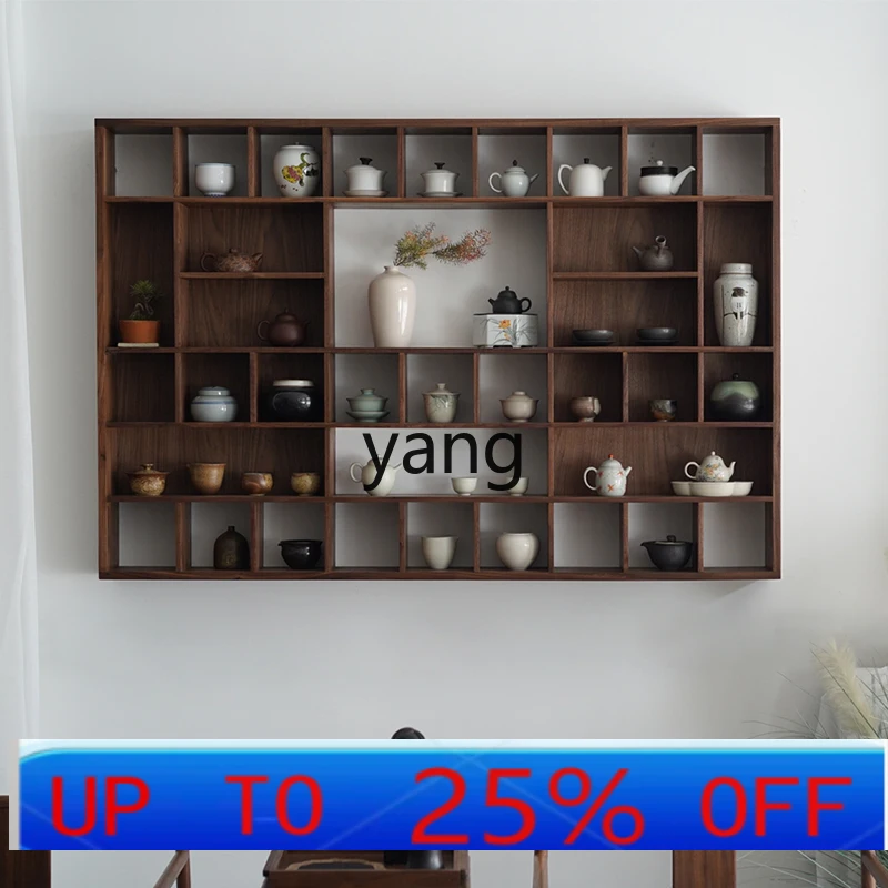 

LMM solid wood porcelain lattice rack wall Chinese storage Duobao grid shelf