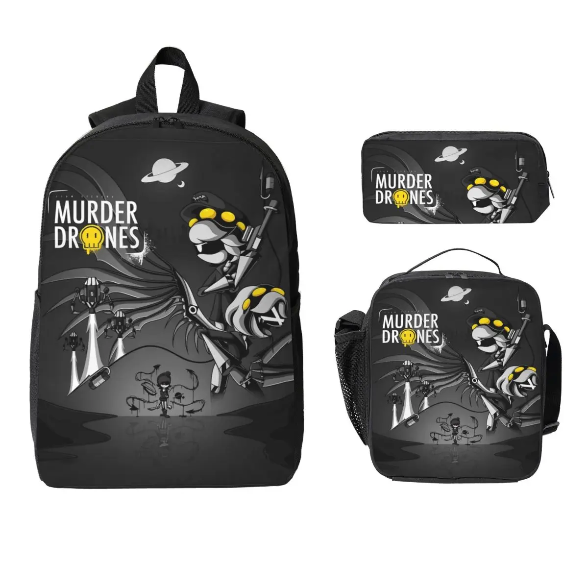 

3Pcs Murder Drones School bags Set for Children Pen Bags Backpack Sets with Lunch Box For School Students Daypack