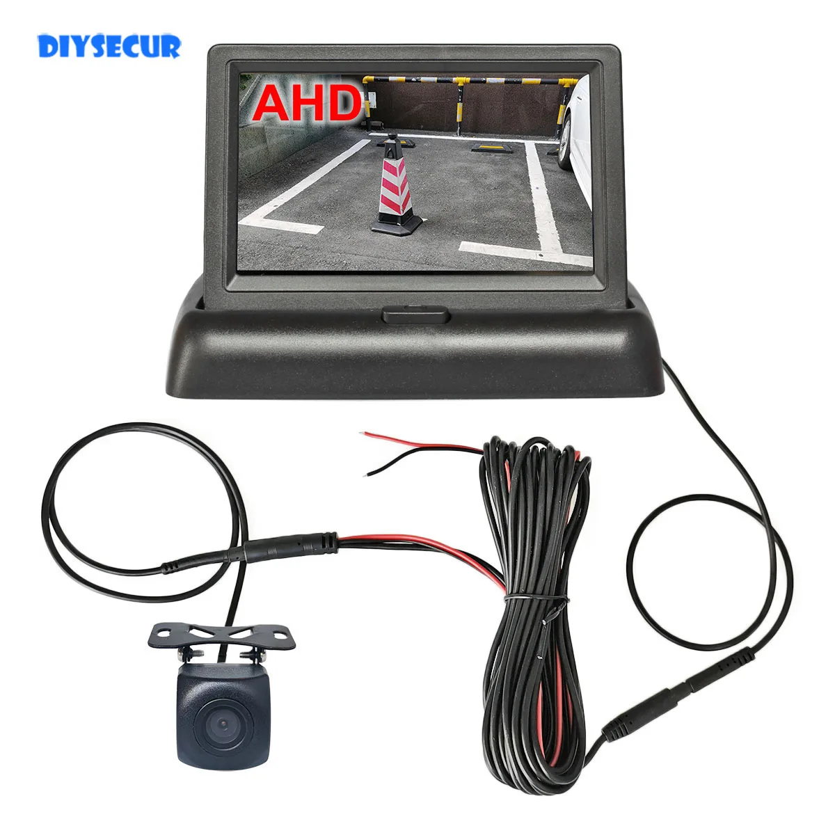 

DIYSECUR 4.3inch AHD Foldabel Rear View Car Monitor Vehicle Reverse Backup 1280*720 Starlight Car Camera Video Parking System