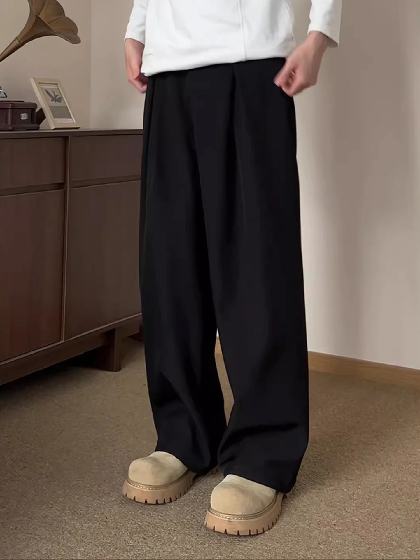 

Американские повседневные брюки-кюлоты унисекс, весенние, свободного кроя, прямого кроя, универсальные брюки-клеш