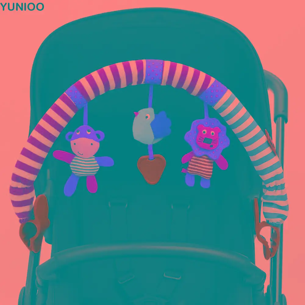 PP Cotton Crib Rattles Music Plush Toys Early Education Pendant Bell Toy Stroller Bed Hanging Toys Cartoon Animal Sensory