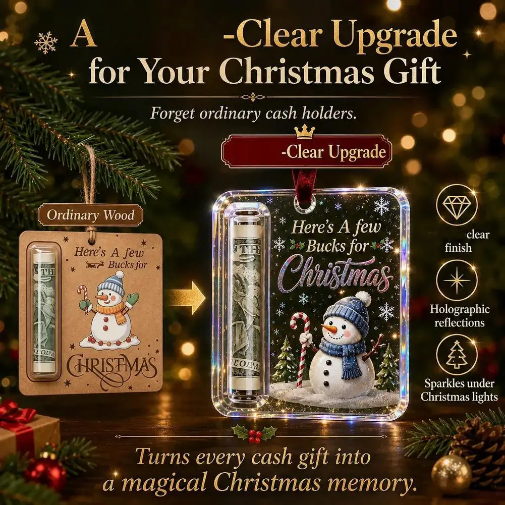 New Christmas Acrylic Money Clips Ornaments Santa Claus Snowman Reindeer Patterns New Year Cash Blessings Favors Decoration