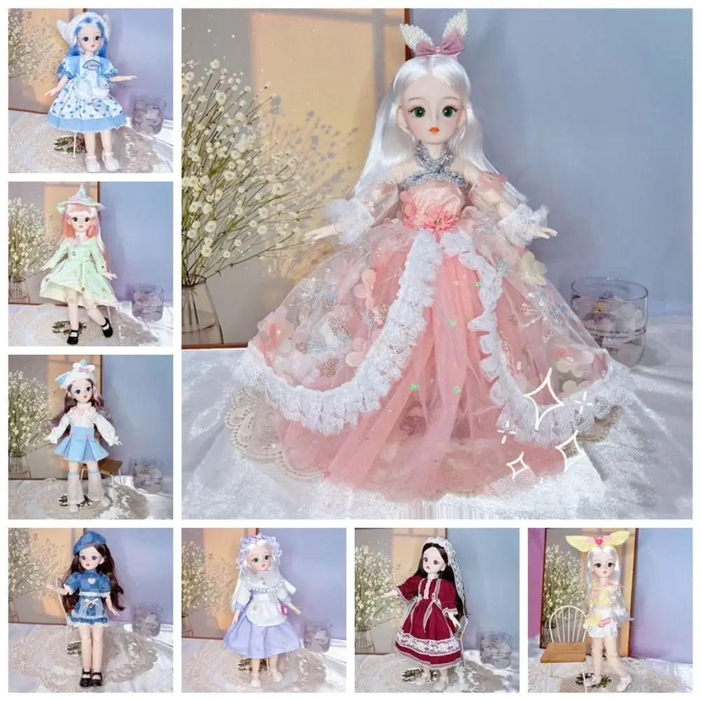 BJD Dolls and Clothes with Multiple Movable Joints 30cm 1/6 3D Simulated Eye Hinge Doll Girl's DIY Dress Up Birthday Gift Toy