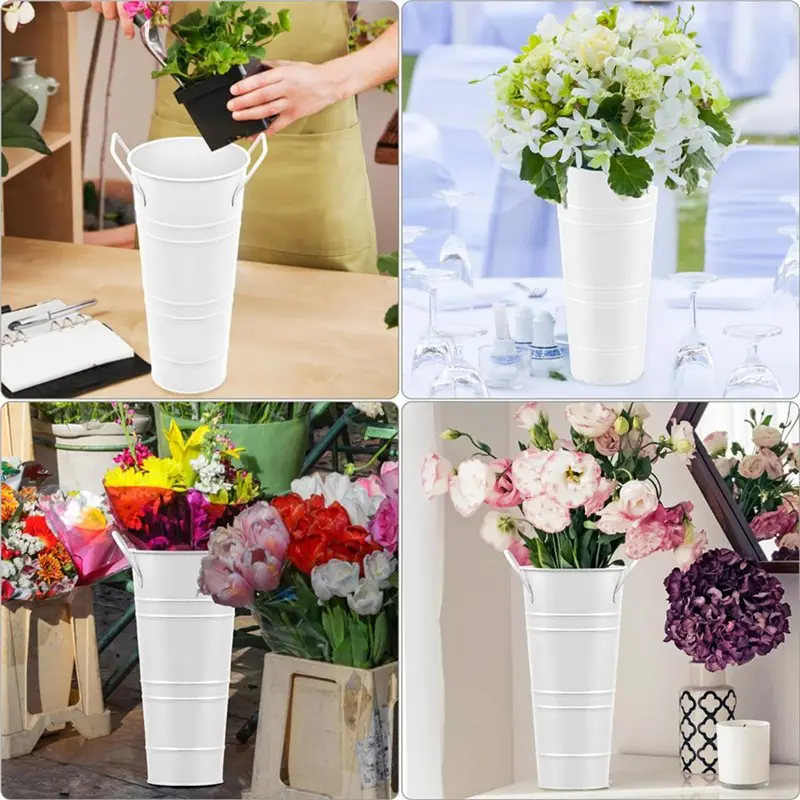 【accessori-elettronici】vasi-per-fiori-bianchi-12-pezzi-vasi-in-metallo-zincato-alti-98-pollici-con-rivestimento-impermeabile-stile-francese