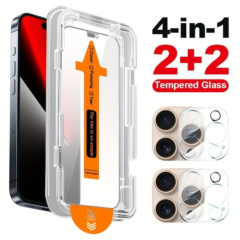 

4 In 1 Full Cover Camera Lens Protective Film for iPhone 16 15 Pro Max 14 13 12 11 Pro Mini X XR XS Max Tempered Glass