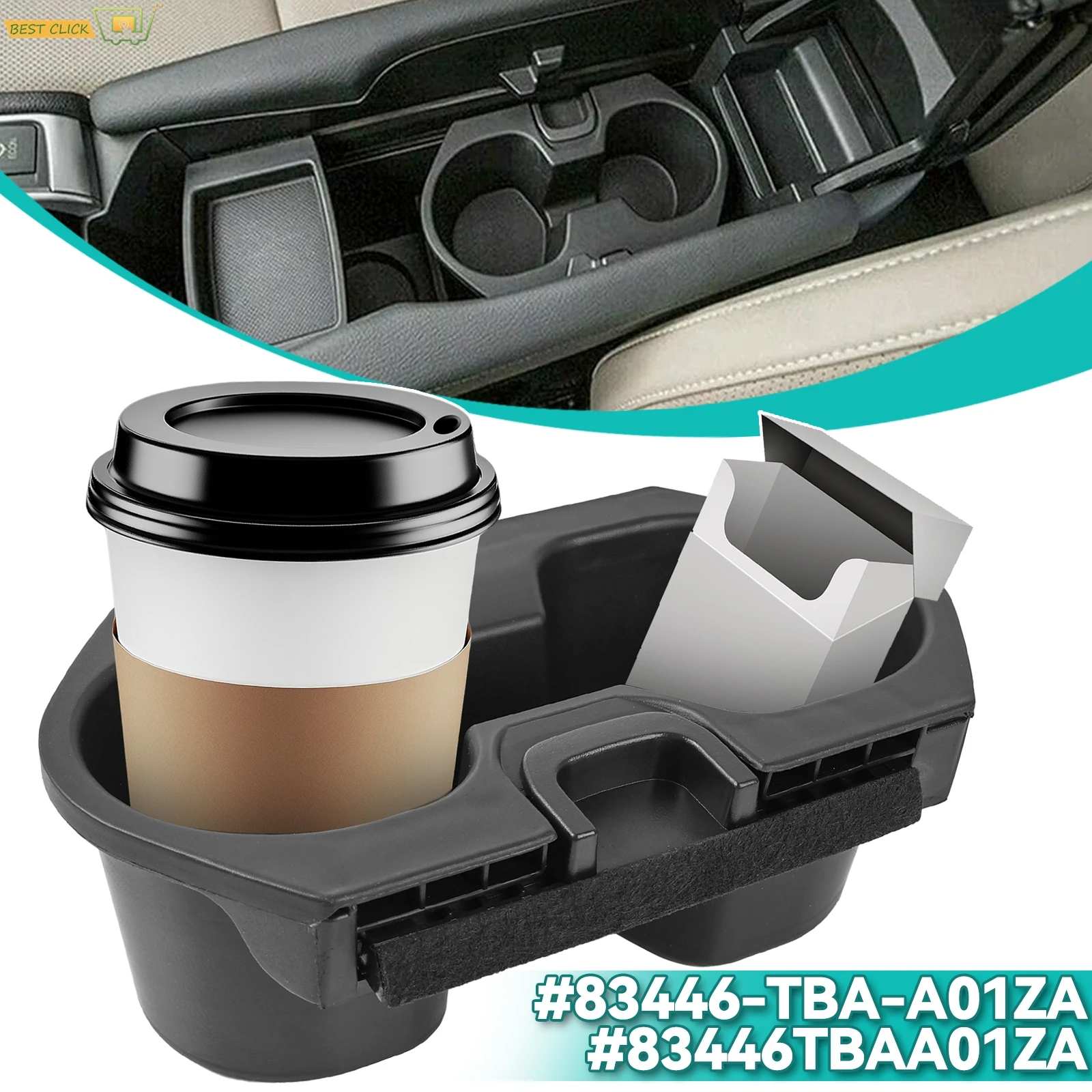 Car Center Console Cup Holder Insert 83446-TBA-A01ZA For Honda Civic 2016-2021 Insight 2019-2022 Drink Holder