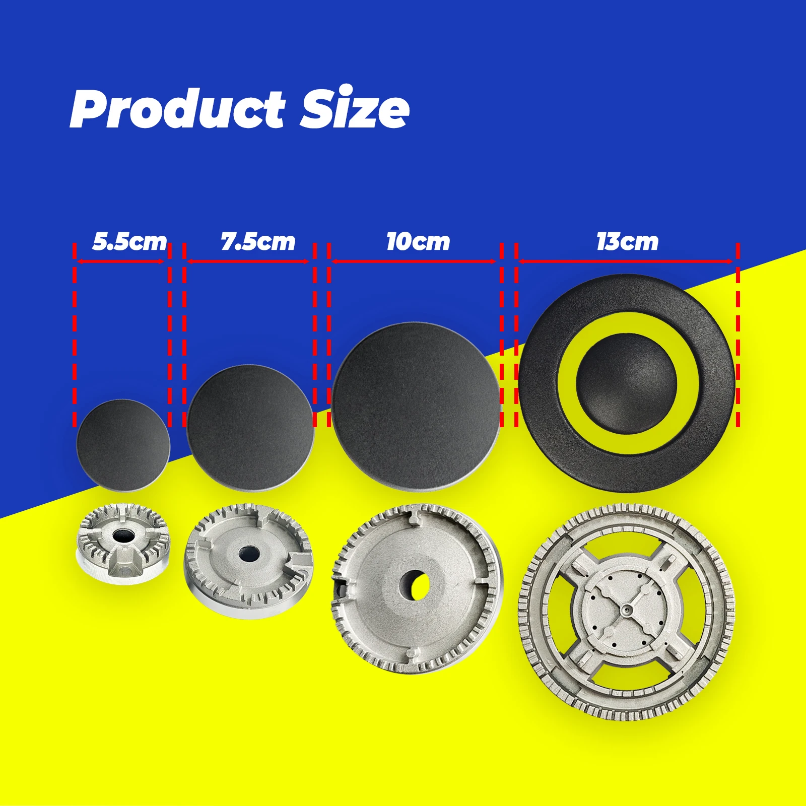 1 комплект, 4 типа, горелка для газовой плиты, плоская крышка для огня, крышка пламени с короной, крышка газовой горелки, крышка пламени подходит для большинства горелок для газовой плиты SABAF