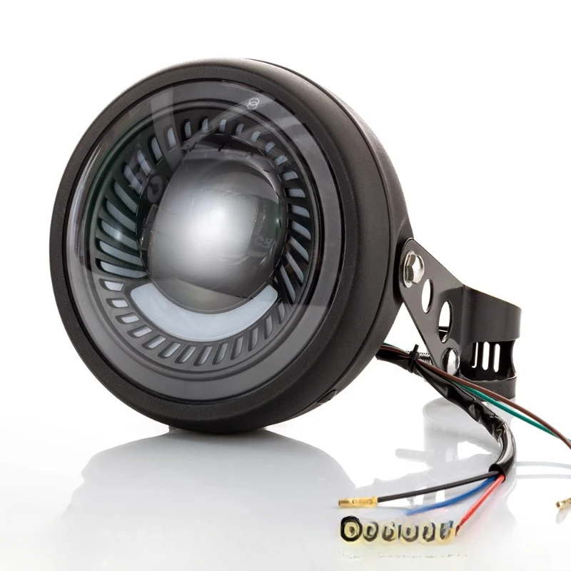 Harley Retro aksesoris sepeda motor Universal, lampu depan kafe pembalap, lampu putar LED 6.5 inci