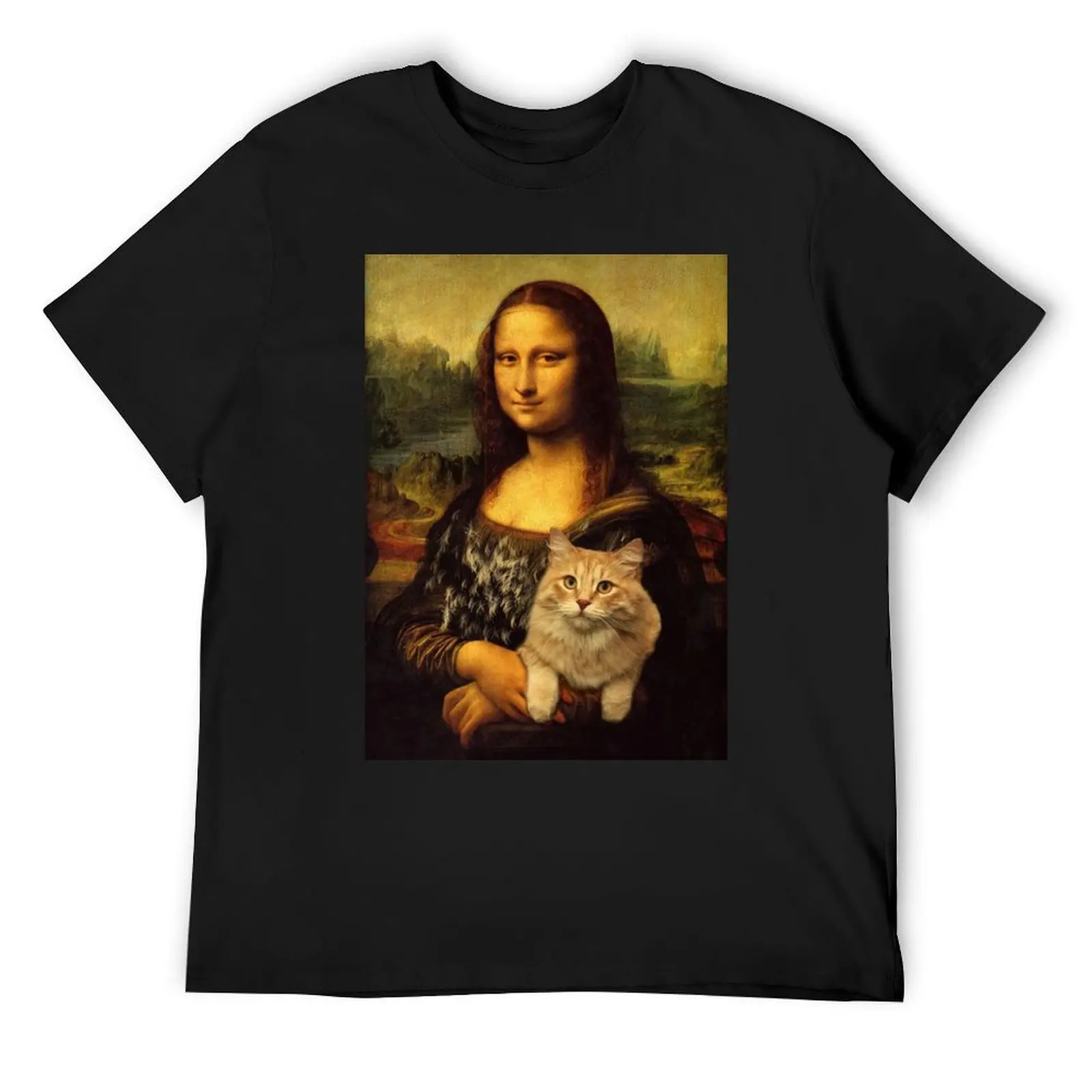 

Mona Lisa Holding a Cat, Covered By Cat Hair (Cat Lover) T-Shirt korean fashion man clothes luxury t-shirt men t shirts