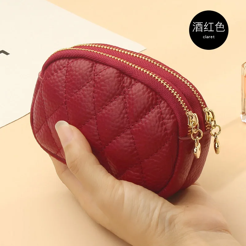 VIELINE Fashion Genuine Leather Women Short Wallet Functional Coin Purse Small Money Bags Double Zipper Coin wallet Multi Colors