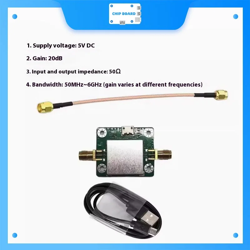 

Комплект радиочастотного усилителя 50 МГц-6 ГГц | Широкополосная ЛНА с высоким коэффициентом усиления | Разъем SMA