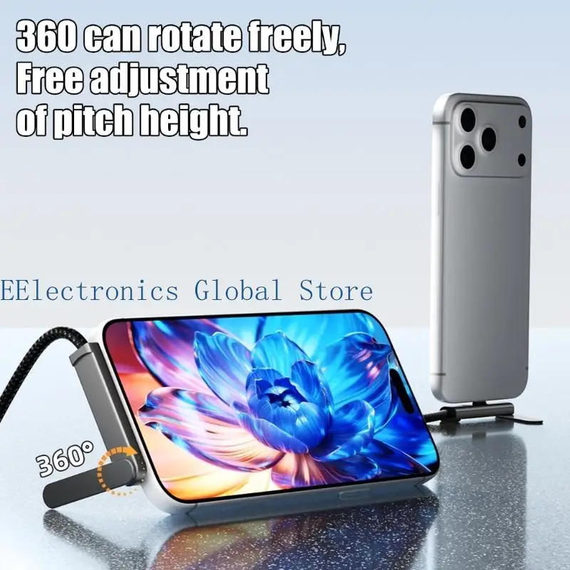 462B USB C to DisplayPort Monitor Cable with Foldable Stand, DP2.1 80Gbps 2M Braided Video Cable for Presentation, Viewing, and
