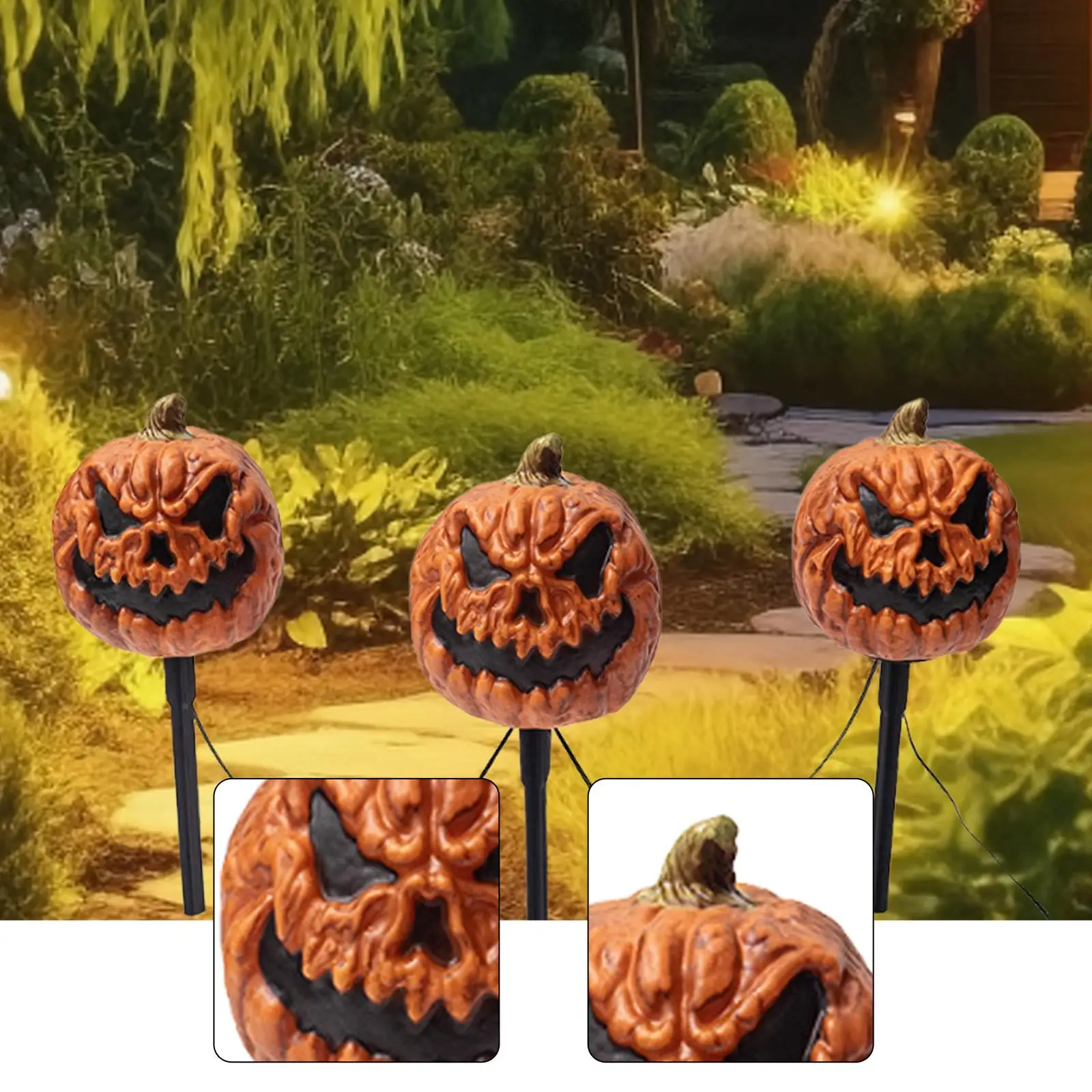 パンプキンステークライトランタン-シーンレイアウト小道具-怖いハロウィンデコレーション