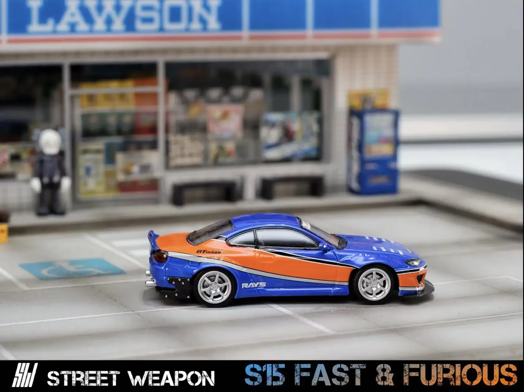 

** Предзаказ ** SW 1:64 Silvia S15 Pandem Rocket Bunny FNF сине-оранжевый модель автомобиля