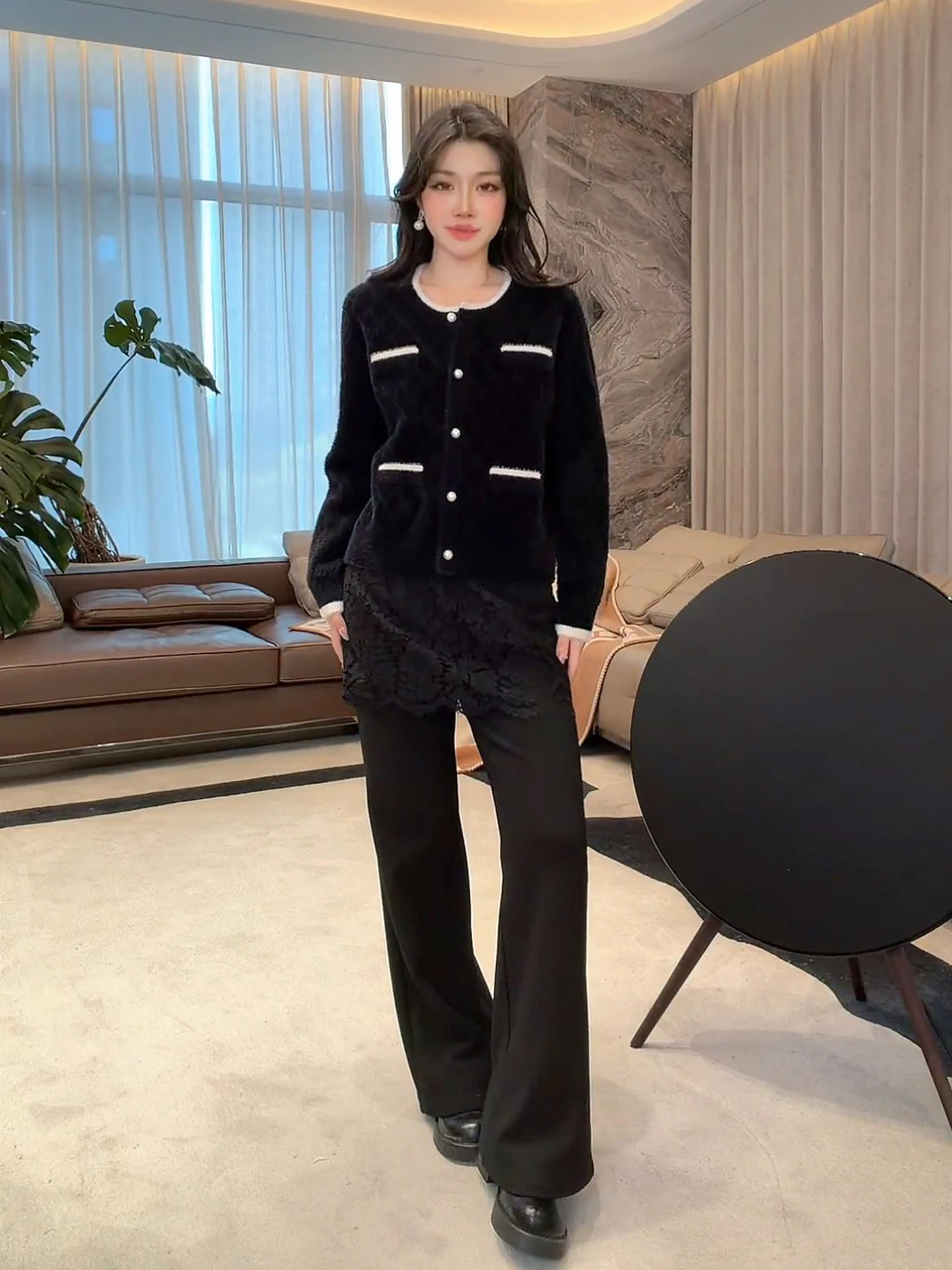 

Теплый вязаный свитер Warm Fce Knit Sweater Yang's Personal Sle Mamba Miss Velvet Diamond Pattern, повседневный, свободного кроя, с длинными рукавами, зимний свитер