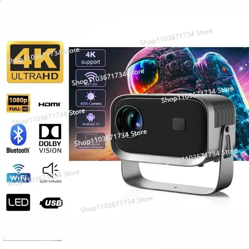 4K HD 360° Rotatable Smart Projector WiFi Bluetooth Android LED Beamer Portable Home Theater Cinema
