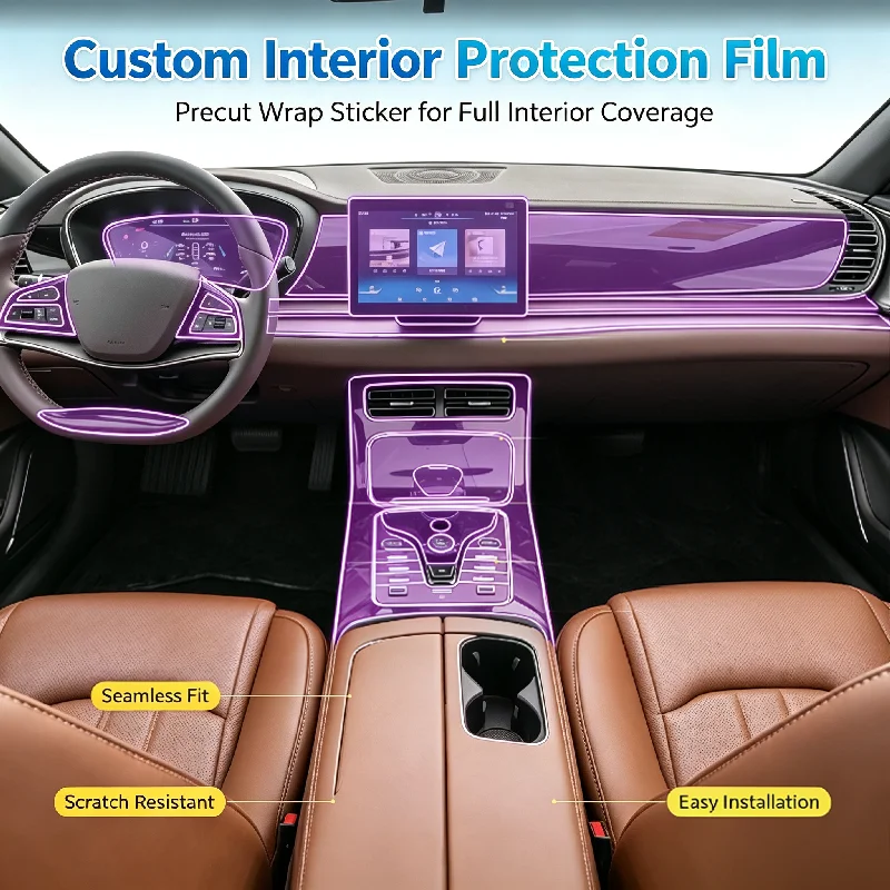 For  22-25 BYD E9 interior protection film center console gear shift car modification  interior transparent anti-scratch film