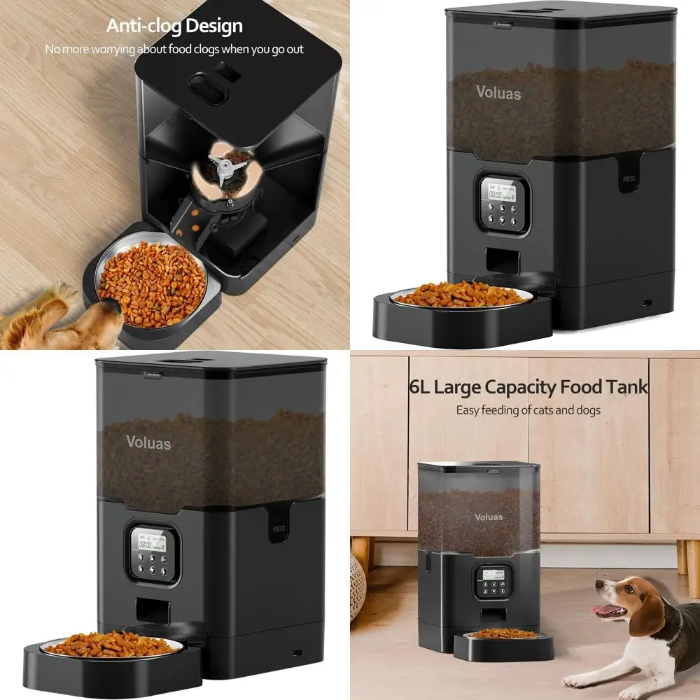 

Automatic Cat Feeder with Timer, Desiccant, 4 Daily Meals, Voice Recorder, Portion Control