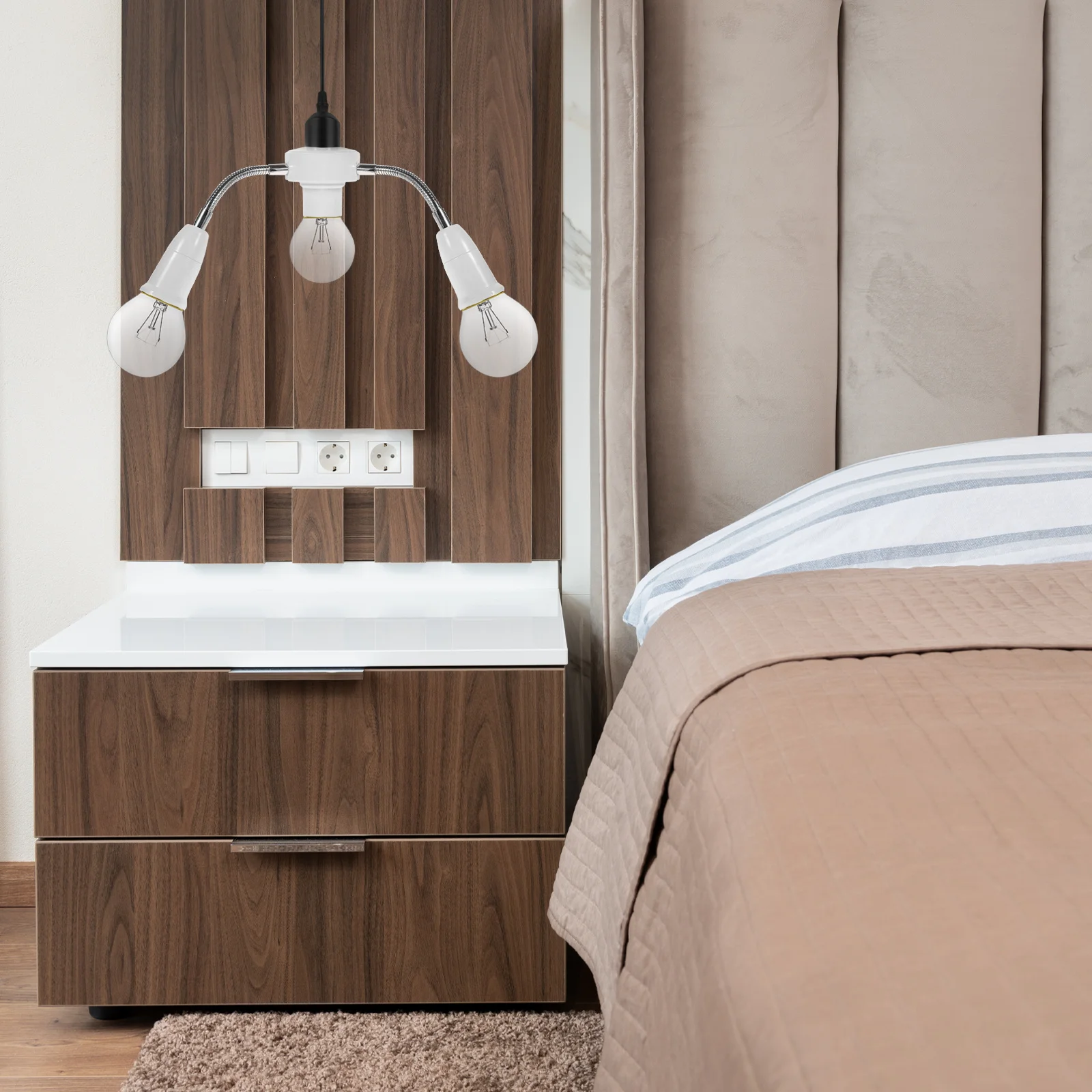 رأس واحد إلى ثلاثة رؤساء E27 محول مقبس الإضاءة خرطوم مرن للتدوير مقبس الإضاءة فرع محول تمديد محول