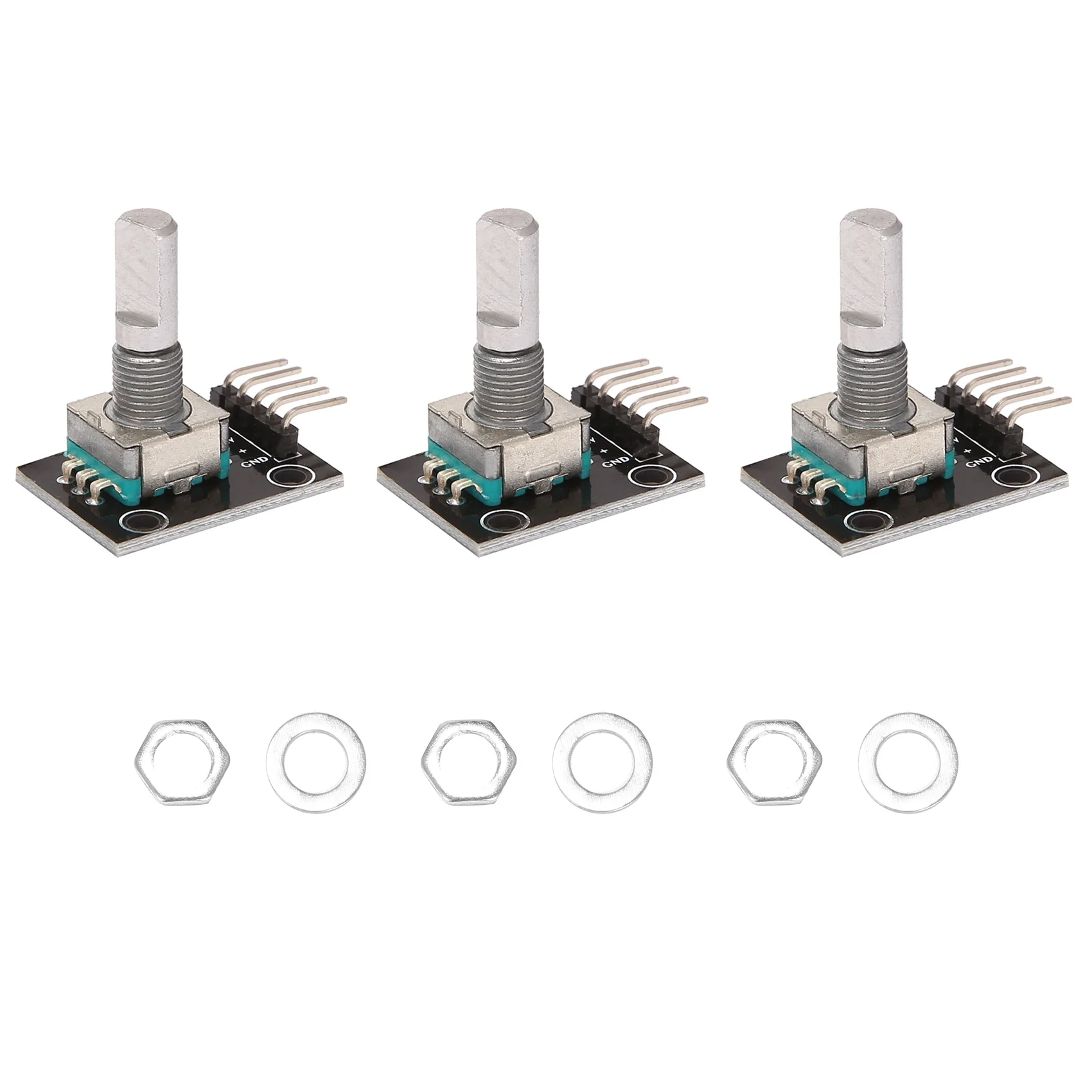 3Pcs KY-040 Rotary Encoder Module with 15X16.5 mm Potentiometer Rotary Knob Cap for