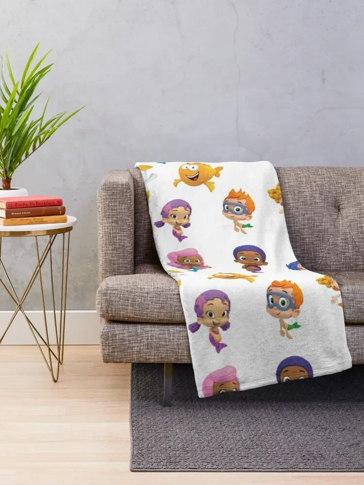 all bubble guppies together / cartoon / mermaids / kids Throw Blanket anime Moving Softest Blankets