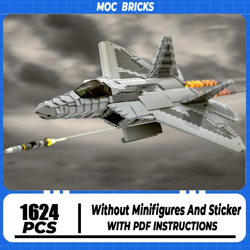

Military Series Model Moc Building Blocks 1:35 Scale F-22 Raptor Fighter Model Technology Brick Construction Toy Gifts Assembly