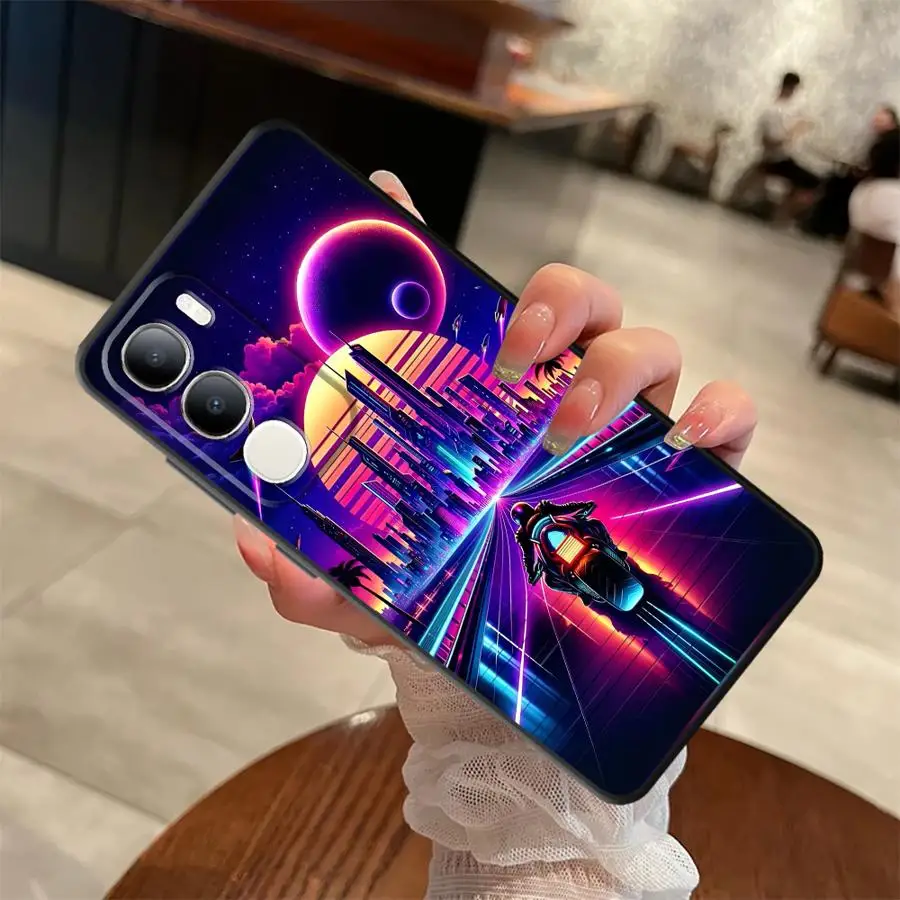 لينة عودة غطاء الهاتف الحال بالنسبة ل Vivo Y50 Y95 V25 V30 V27 Y52S Y93 Y71 Y91 V29 Y75 Y81 V21E V23 Y53S Y51S Y78 SCI-FI City