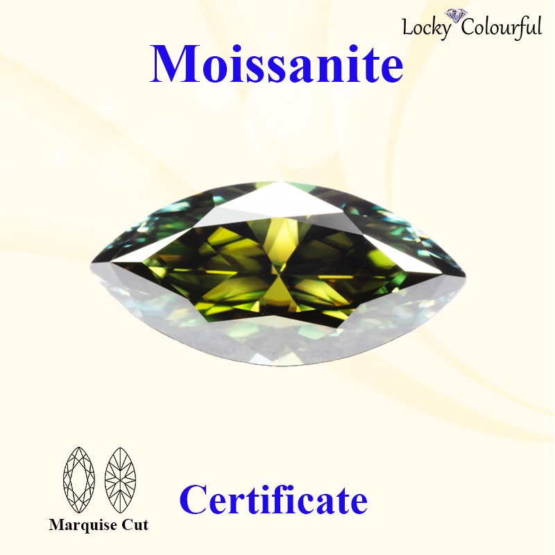 

Moissanite Marquise Shape VVS1 Natural Yellow Green Color with GRA Certificate Beads for DIY Charms Jewelry Making Materials