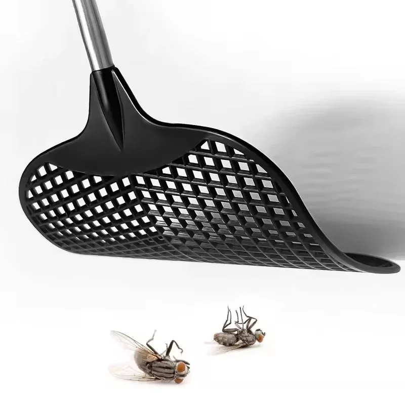 Fliegenklatscher mit langem Teleskopgriff, aus robustem Kunststoff, schwer, aus Edelstahl, mit rutschfestem Griff, Mückenabwehr-Werkzeug – Detail 2