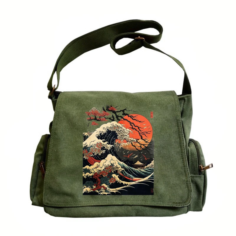 حقيبة نسائية حقيبة رجالية حقيبة كتف حقيبة كروسبودي حقيبة ساعي البريد حقيبة كمبيوتر محمول قماش سعة كبيرة طباعة موجة