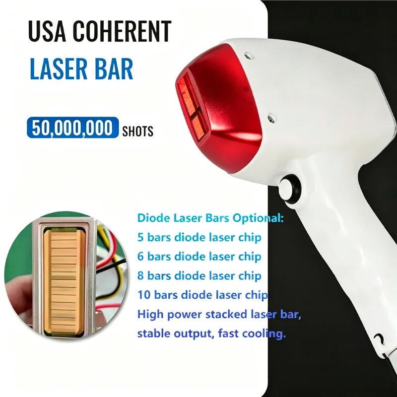 3-in-1 808nm Diode Laser Hair Removal Handle with 755/808/1064nm High-Power Semiconductor Hair Removal Device Accessories