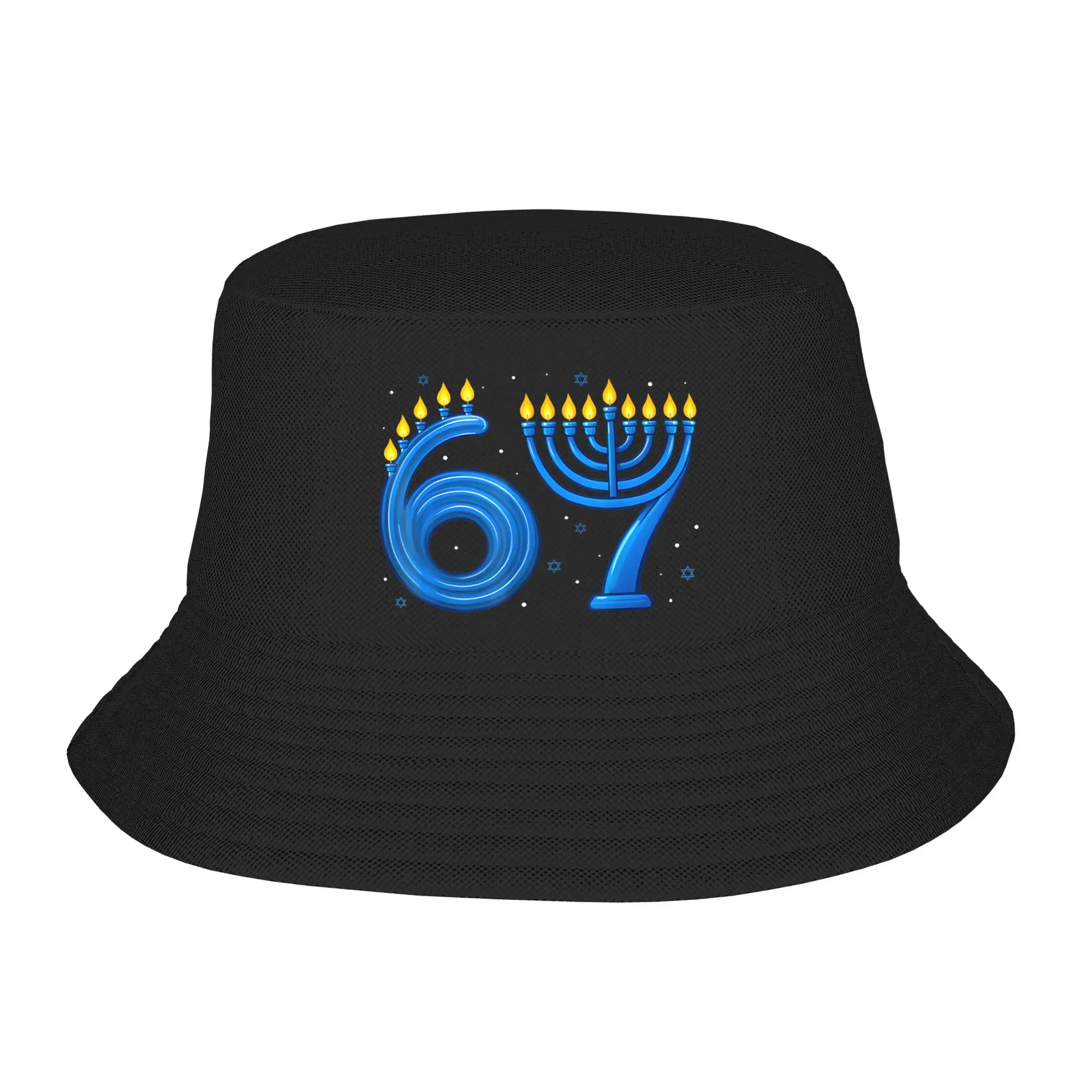 Teen Bucket Hats Funny Six Seven 67 Meme Summer Beach Hatwear Vacation Fishing Hats Hanukkah Chanukah Bob Hat Dropshipping