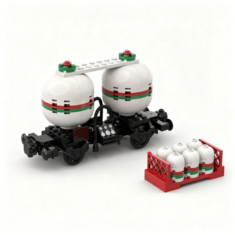 109PCS MOC City Train Octan Twin Tank Rail Tanker Wagon Model Custom Building Blocks Technology DIY Creative Assembly Gifts Gift