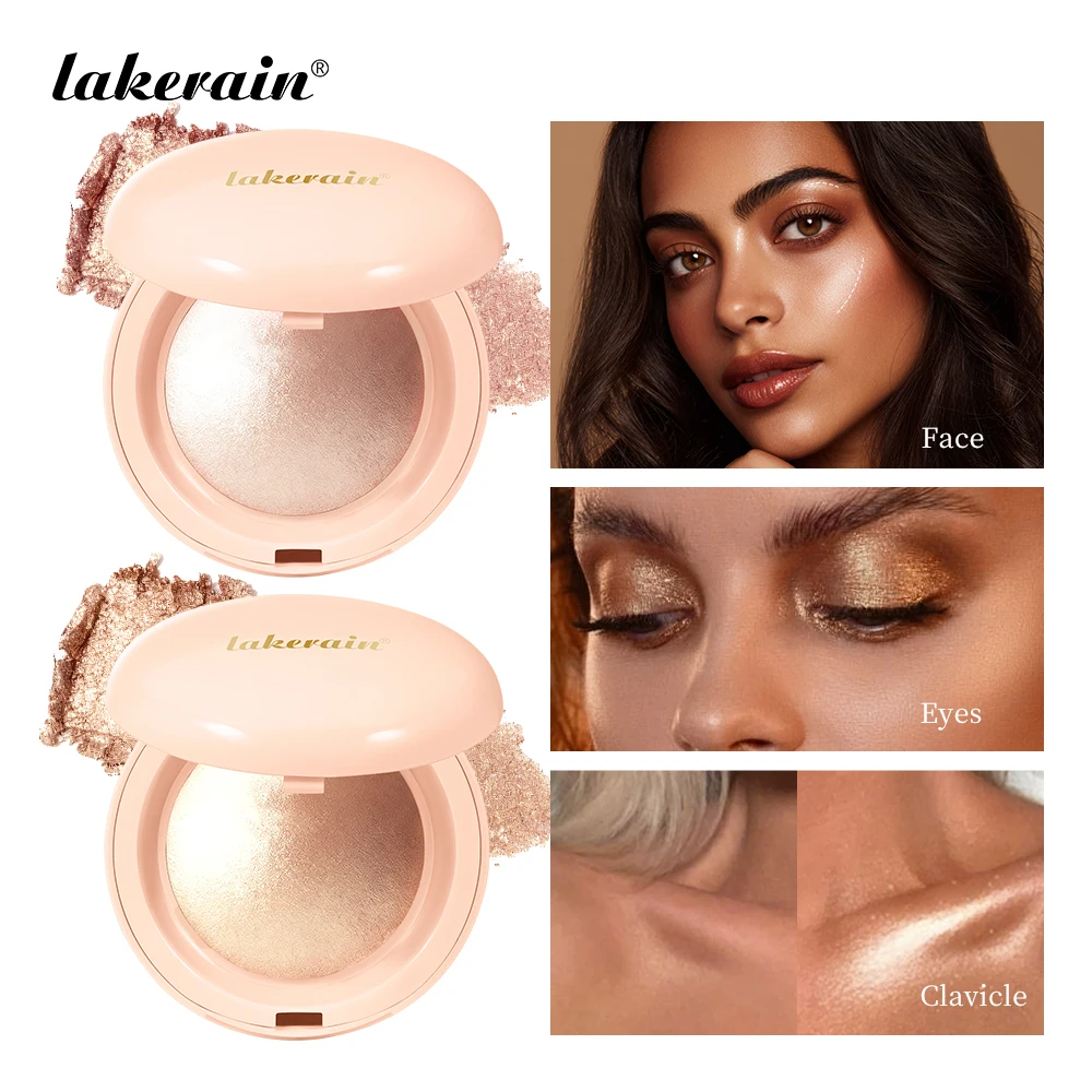 Lakerain-polvo para resaltar tacto sedoso, textura suave, acabado luminoso, maquillaje de larga duración, resaltador al horno resistente al agua