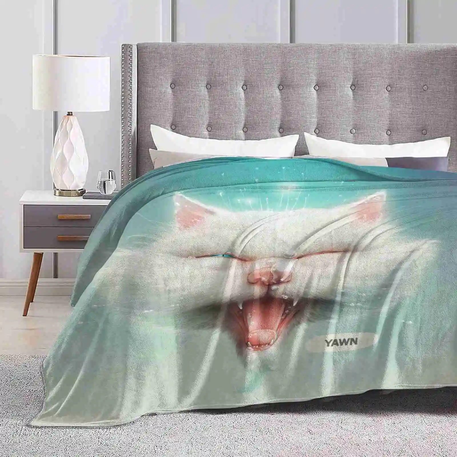 The Water Kitty Creative Design Light Thin Soft Flannel Blanket Watter Kitty Cat Drown Magic Light Bubble