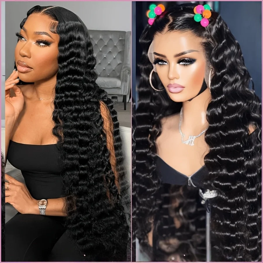 Deep Wave Lace Front Wigs Human Hair 13x6 HD Lace Front Wigs Burmese Curly 13X4 Human Hair Pre Plucked Brazilian Curly Human Hair Wig 200 Density Deep Wave Frontal Wigs Human Hair HD Lace 26 Inch Curl