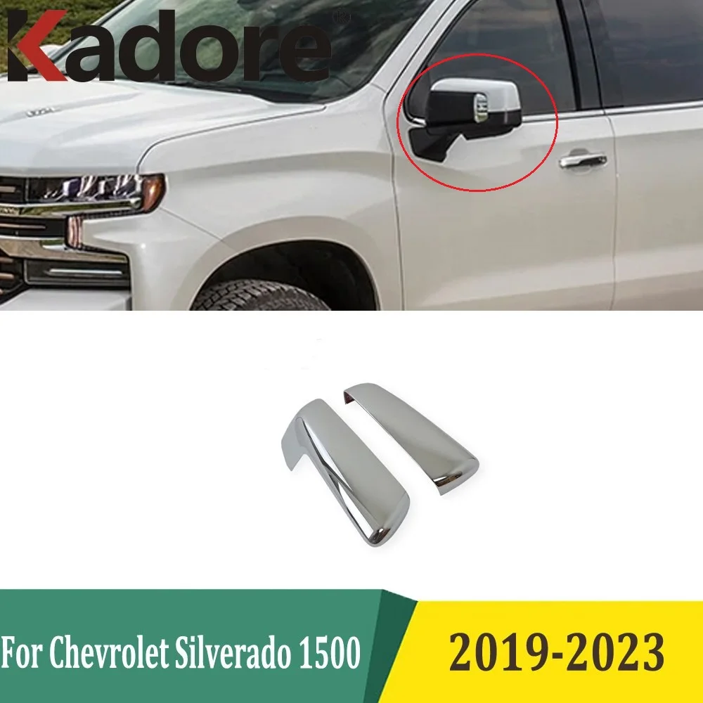 

For Chevrolet Silverado 1500 2019 2020-2023 Chrome Side Door Rearview Mirror Cap Cover Trims Car-styling Exterior Accessories