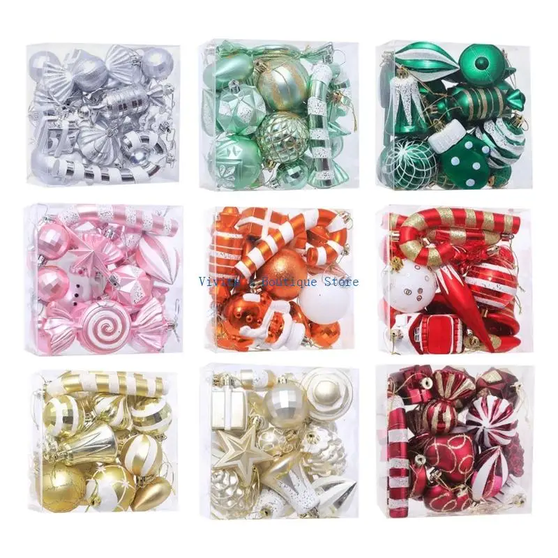 

16 Plastic Christmas Ornament Portable Durable Christmas Tree Decors Assorted Hues M76D