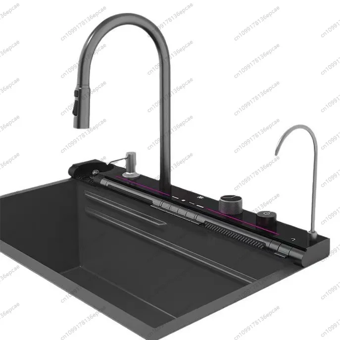 

Smart Digital Display 304 Stainless Steel Kitchen Sink | Waterfall Flow, Textured Anti-Scratch Modern Multifunctional Design