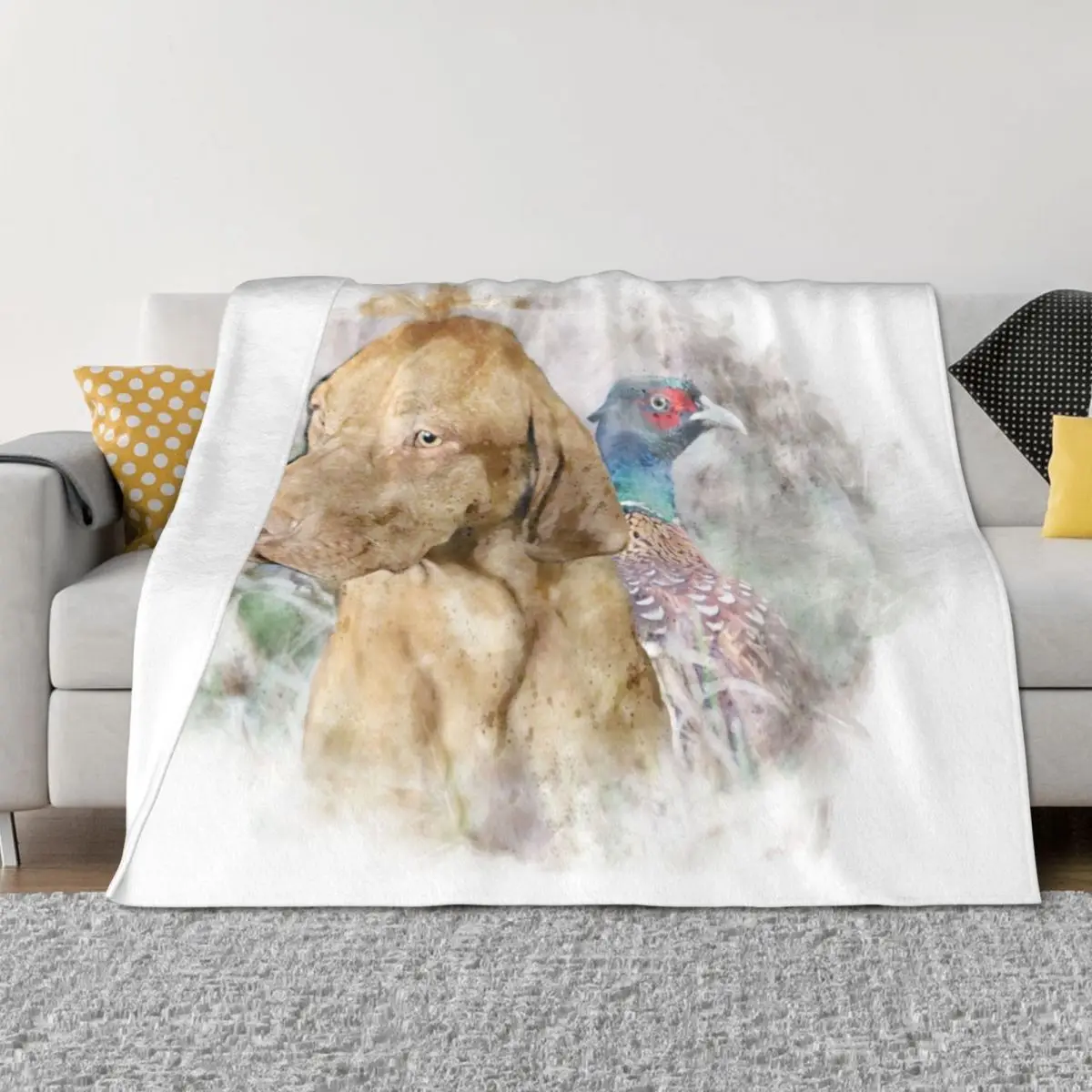 

Country style dog and pheasant Throw Blanket Camping Sofas Luxury Throw Extra Large Throw Blankets