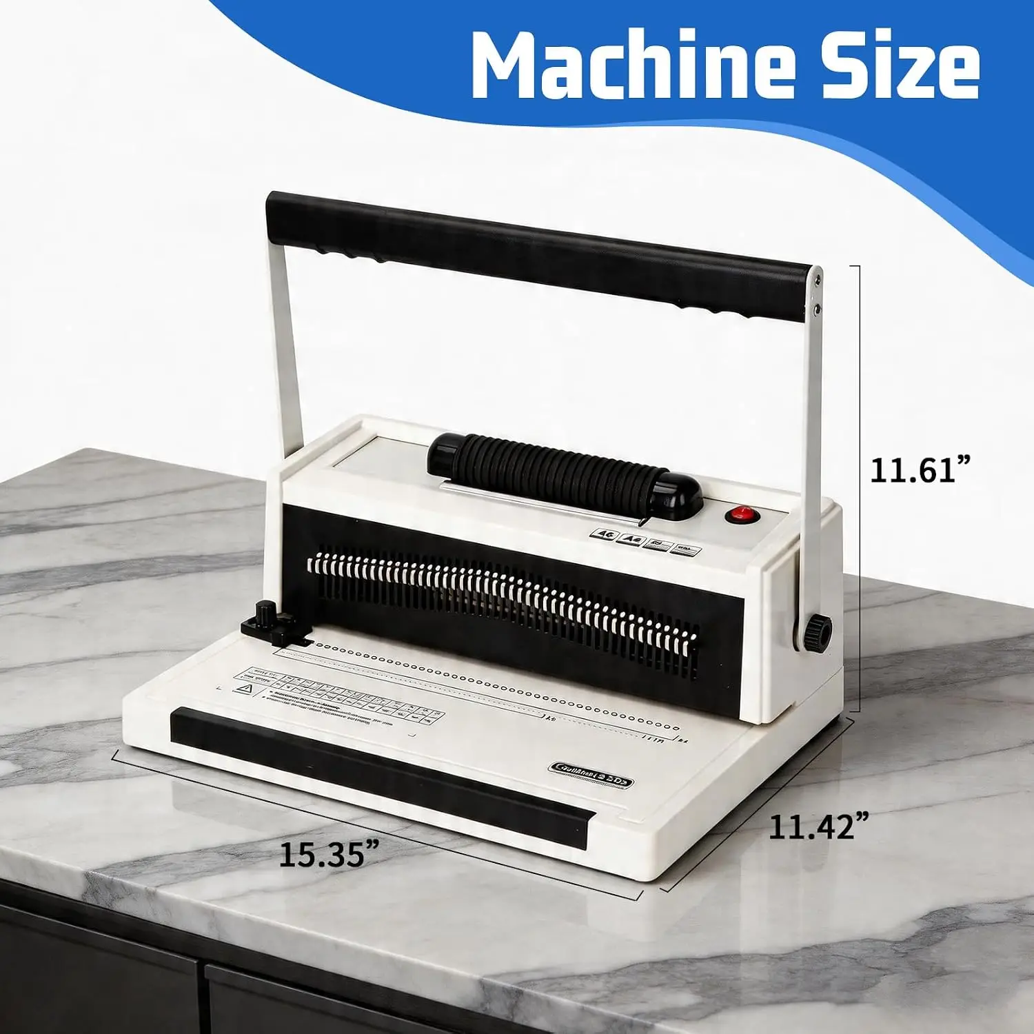 Spiral Binding Machine Electric Coil Inserter Adjustable Side Margin 20 Sheet Manual Punch 46 Fully Disengageable Dies 41 Pitch