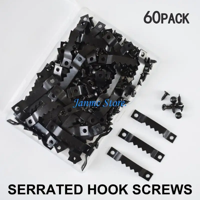 60Pcs Picture Hangers with Screws Replacement Metal Picture Frames Hangers Hardware Easy to Installation LX0C