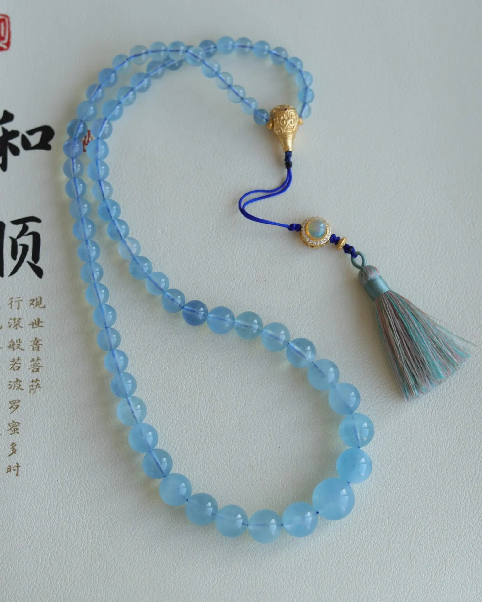 Natural Aquamarine Necklace, with 925 Sterling Silver Gold Plated Opal, Handmade Fringe, Elegant Gemstone Jewelry Gift