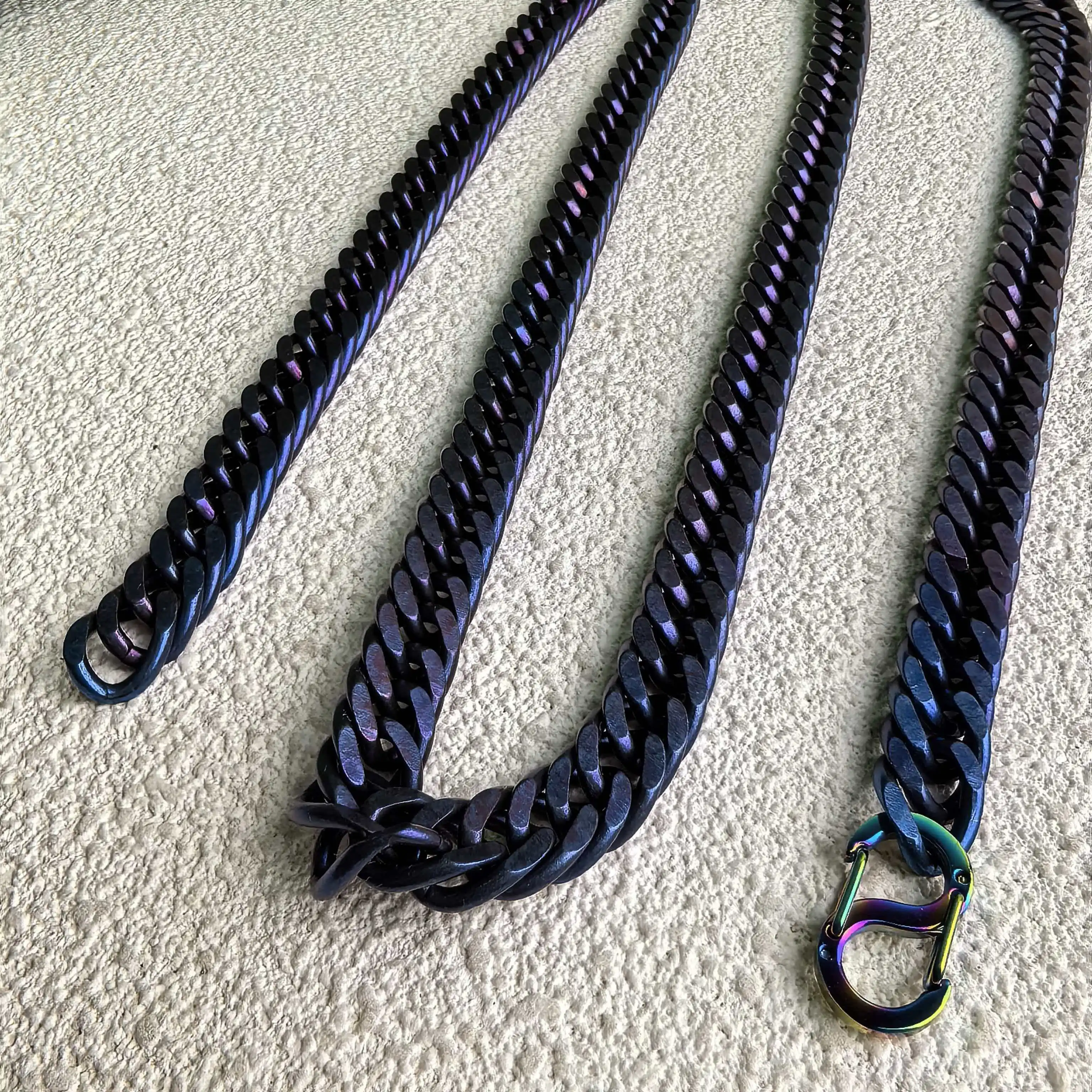 Pure titanium stone washed purple blue double row chain, simple and fashionable