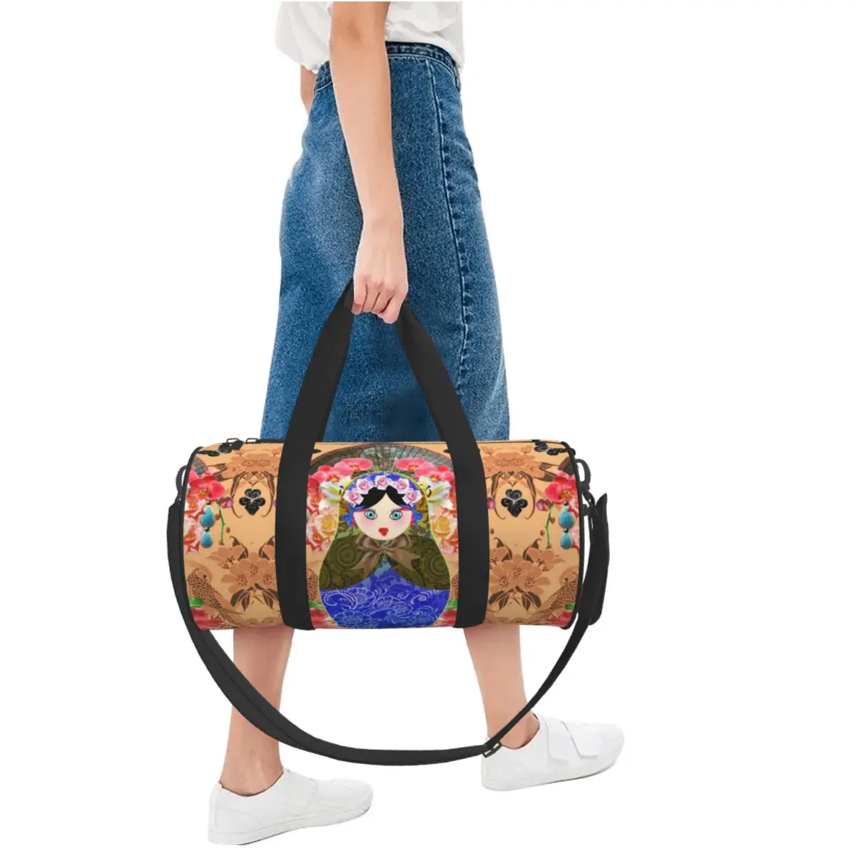 Boneca russa vintage bonita bolsa de viagem para homens, bolsa de ginástica, personalizada, grande capacidade, gráfico, esportes, bolsas de fitness, bolsas Oxford, moda