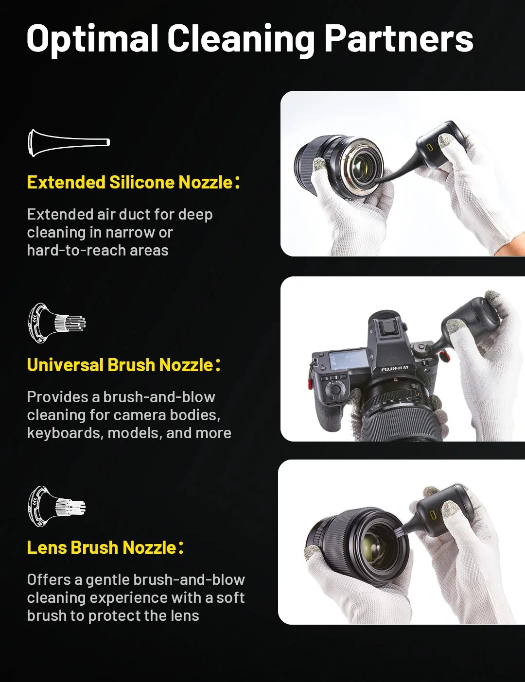 NITECORE NIA006/NIA007/NIA008 Elektroniczna dmuchawka do fotografii, dmuchawka do usuwania kurzu, zestaw narzędzi do czyszczenia dmuchawką powietrzną do BB Nano — zdjęcie produktu 5